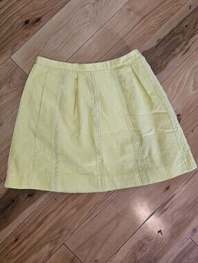 J. Crew  Yellow Lace-Trim A-Line Skirt